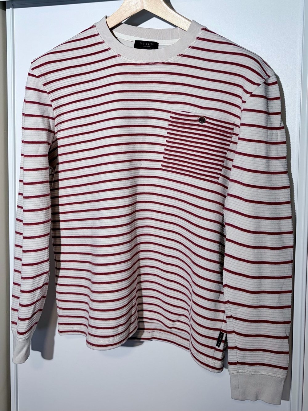 Ted Baker ⚓️ Breton Striped Cotton Sweatshirt in Red and Cream